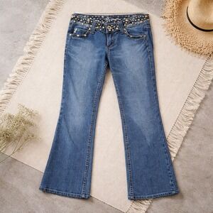 Miss Me Jeans 27 Y2K Punk Goth Studded Flare Bootcut Denim Jeans‎ Anchorage